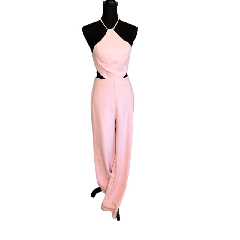 NBD Pastel Pink Cut Out Halter Jumpsuit Size MEDIUM Wide Leg Revolve RonanNEW - Image 6