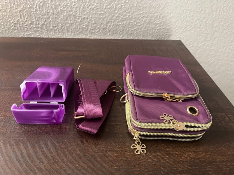 JinGein Purple Case purse wallet cigeratte phone shoulder wrist