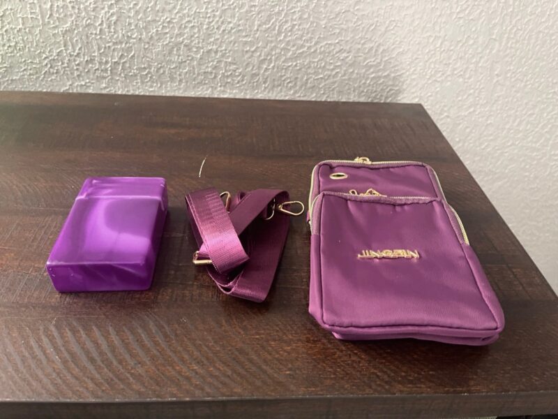 JinGein Purple Case purse wallet cigeratte phone shoulder wrist - Image 2