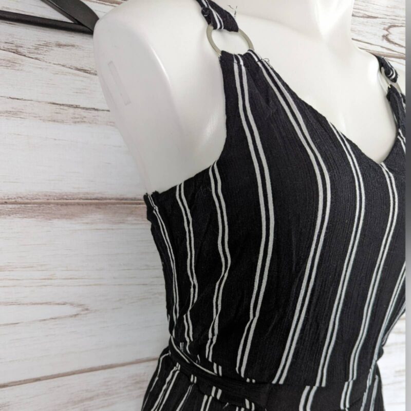 DH Derek Heart Black with White Stripe Tank Top Jumpsuit Sz Medium+ - Image 3